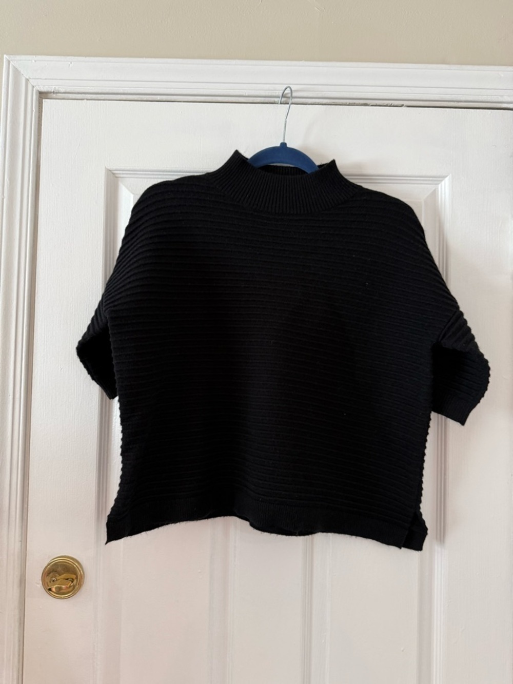 Joseph Ribkoff Black Ribbed Short-Sleeve Top